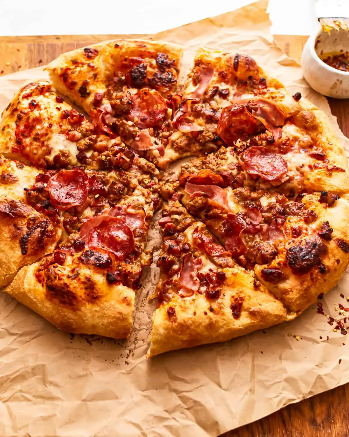 Delicious all meat pizza at Columbus Pizza & Donair in Edmonton, AB